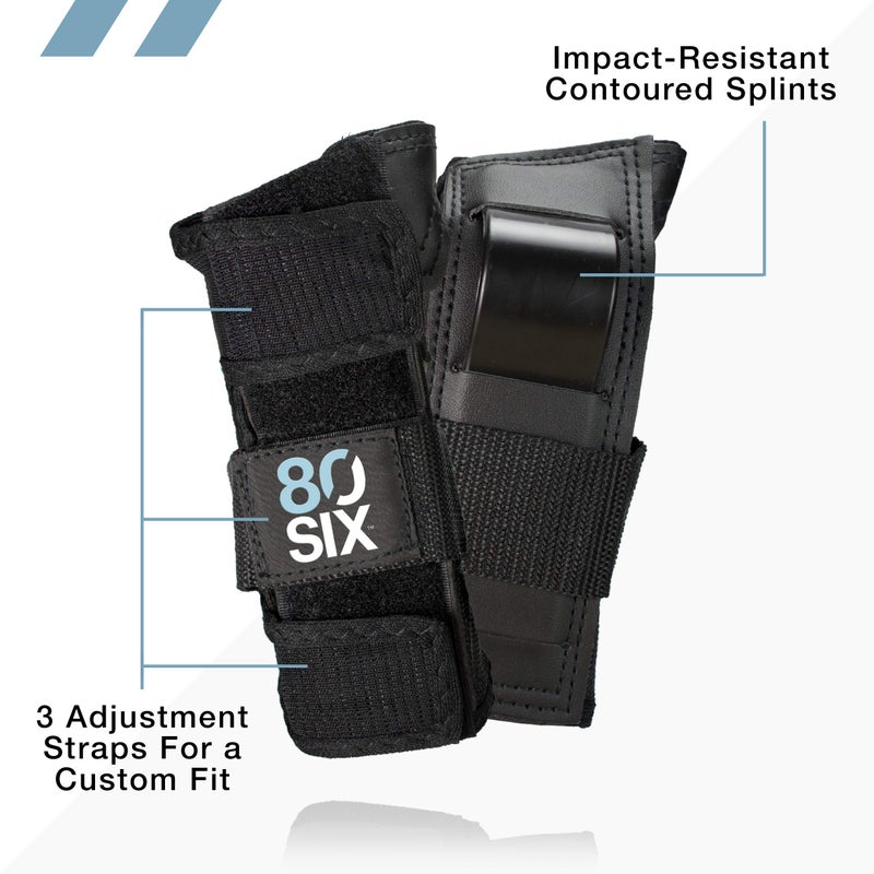 80Six Pad Set with Wristguards, Elbow Pads, and Knee Pads for Kids, Black, Junior - Ages 5+ - Image 4